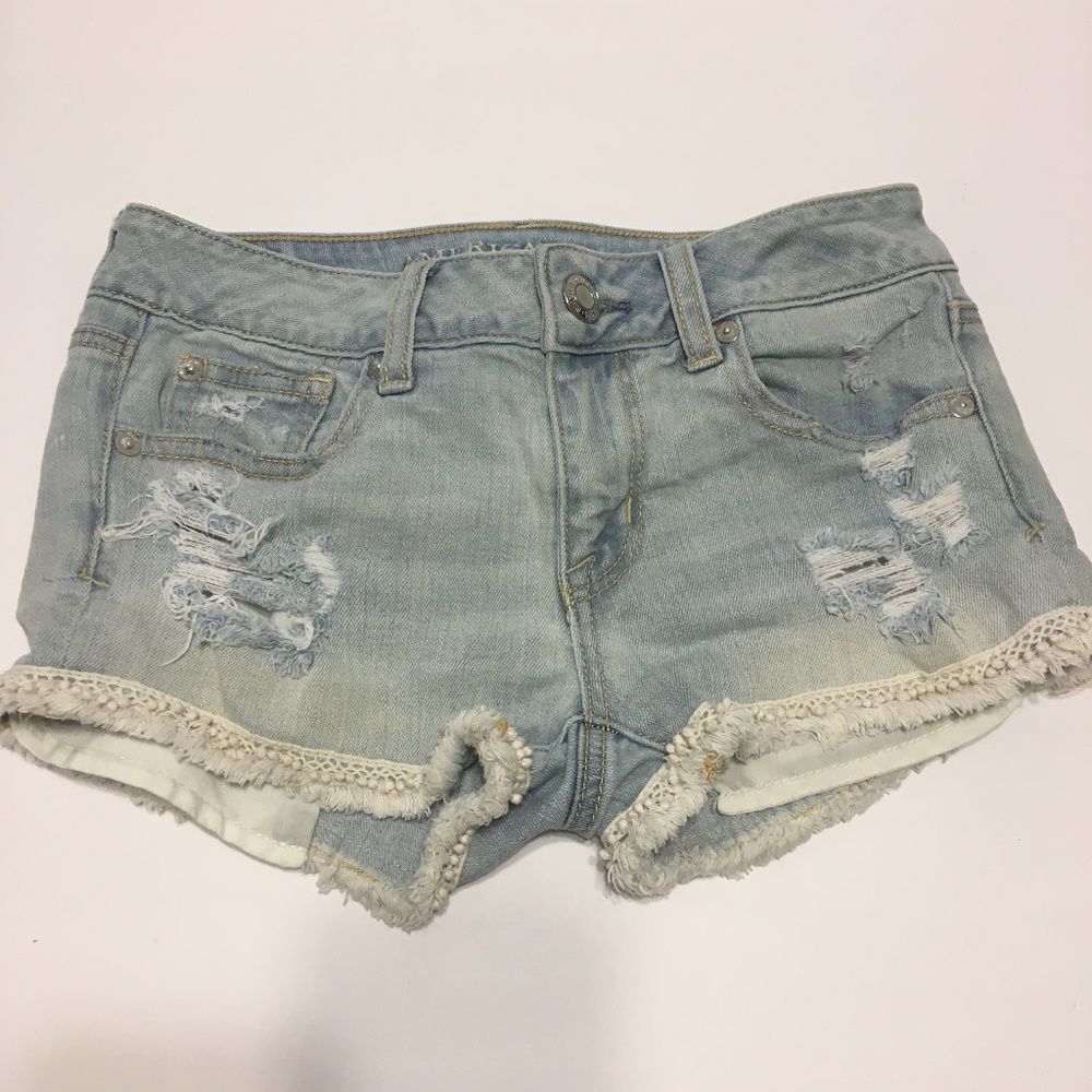 American Eagle Distressed Jean Shortie Shorts 00